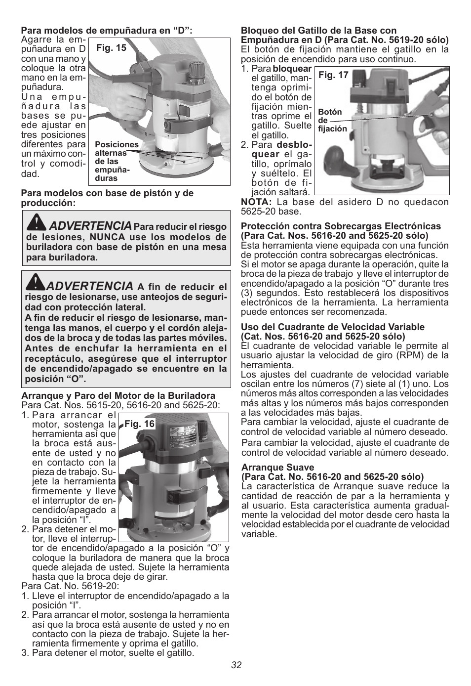 Advertencia | Milwaukee Tool 5615-24 User Manual | Page 32 / 36