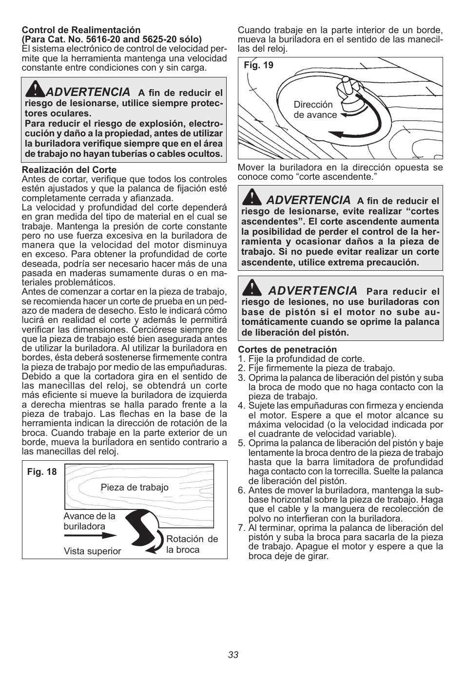 Advertencia | Milwaukee Tool 5615-24 User Manual | Page 33 / 36