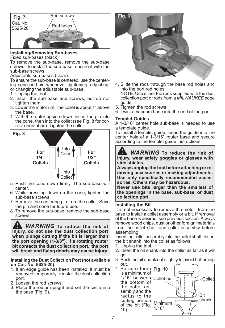 Warning | Milwaukee Tool 5615-24 User Manual | Page 7 / 36