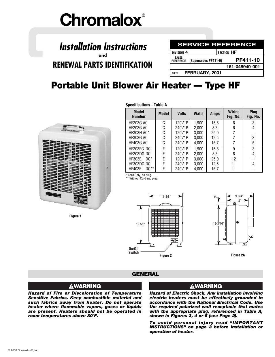 Chromalox PF411-10 User Manual | 4 pages