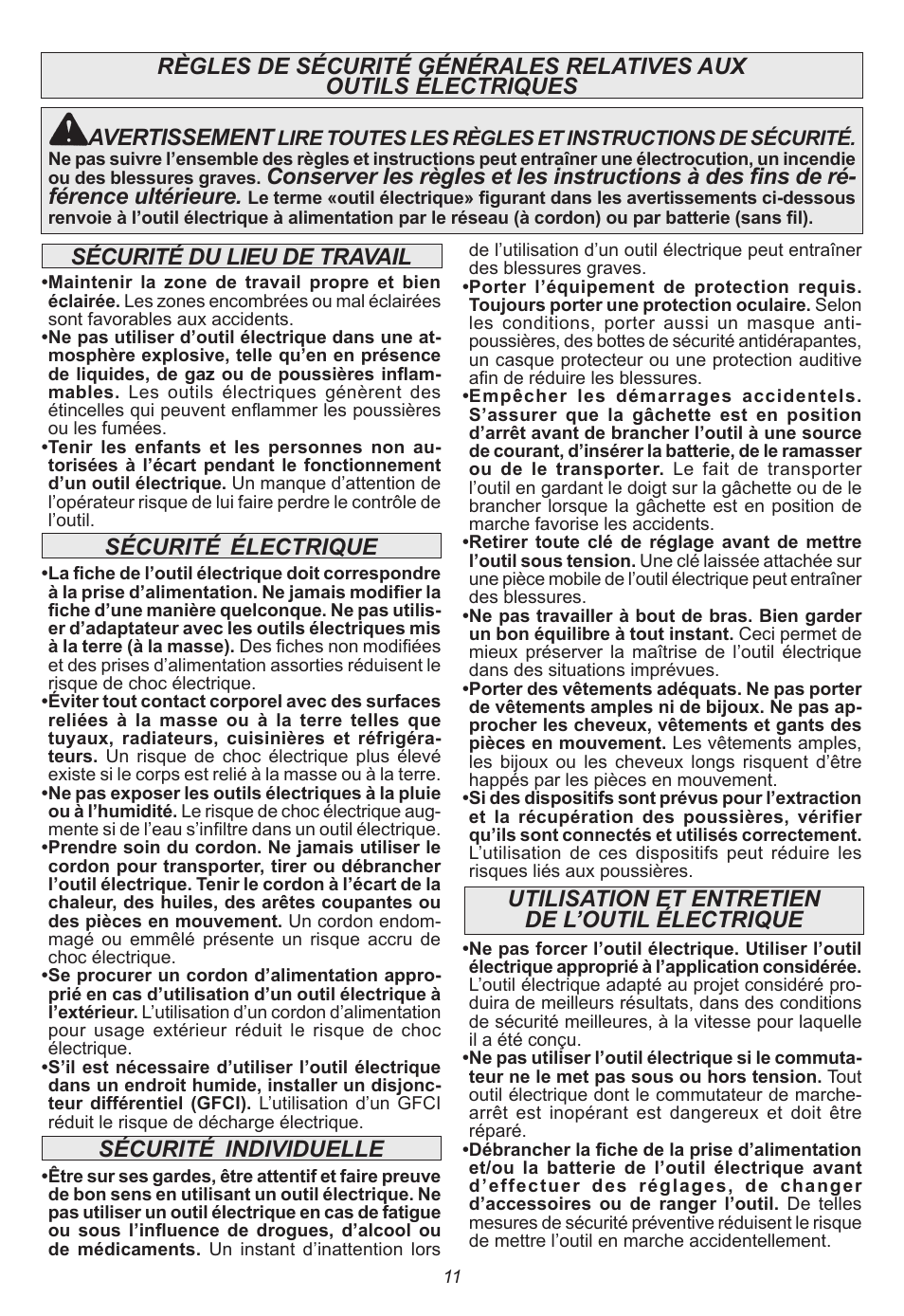 Sécurité, Individuelle sécurité | Milwaukee Tool 2730-20 User Manual | Page 11 / 32