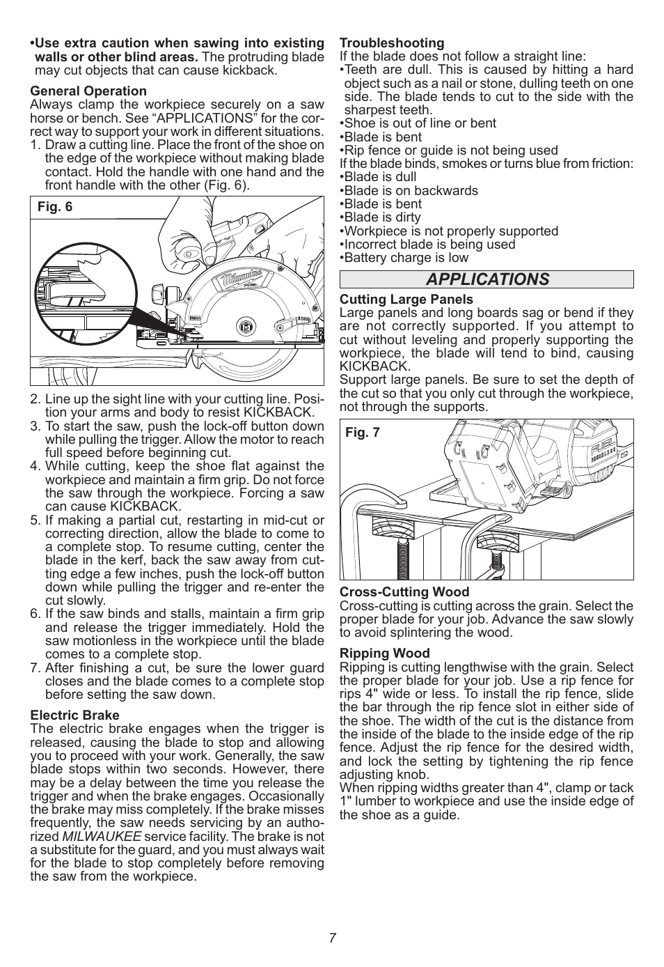 Applications | Milwaukee Tool 2730-20 User Manual | Page 7 / 32