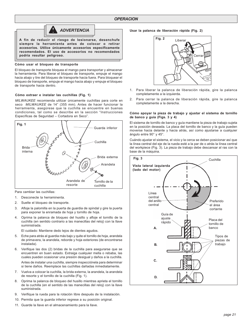 Milwaukee Tool 6190-20 User Manual | Page 21 / 24