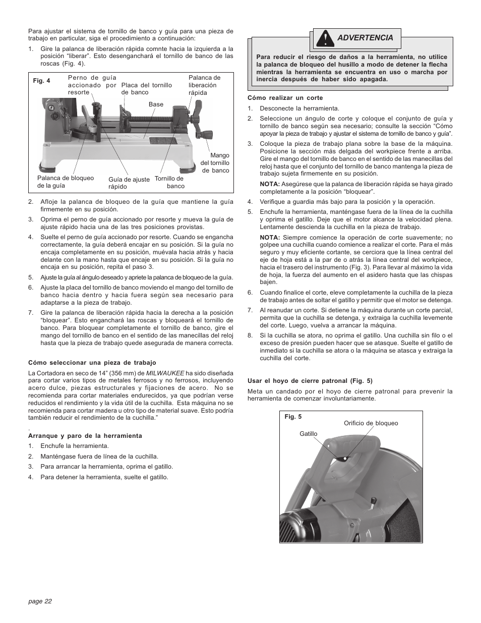 Milwaukee Tool 6190-20 User Manual | Page 22 / 24