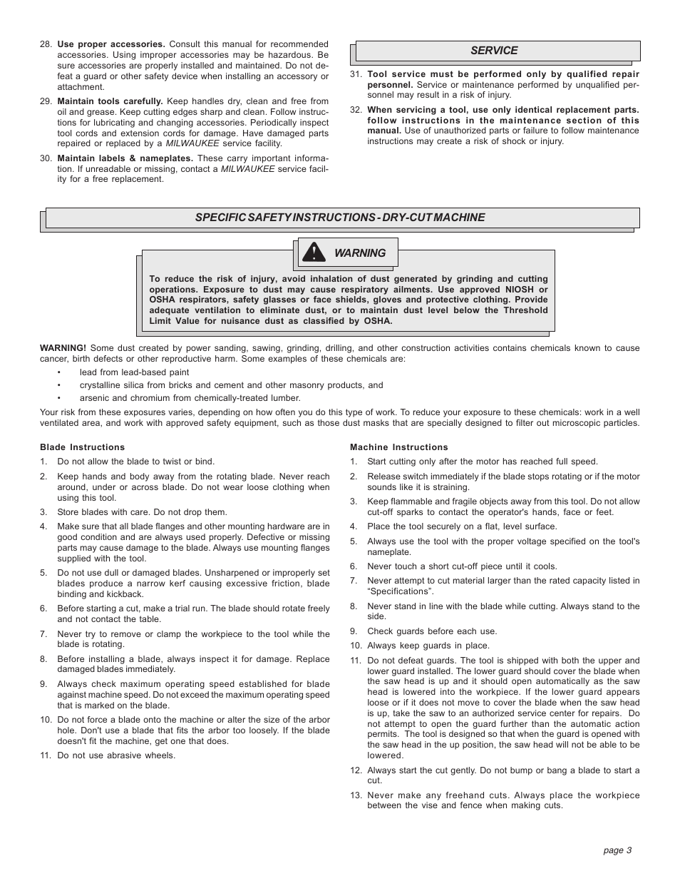 Milwaukee Tool 6190-20 User Manual | Page 3 / 24