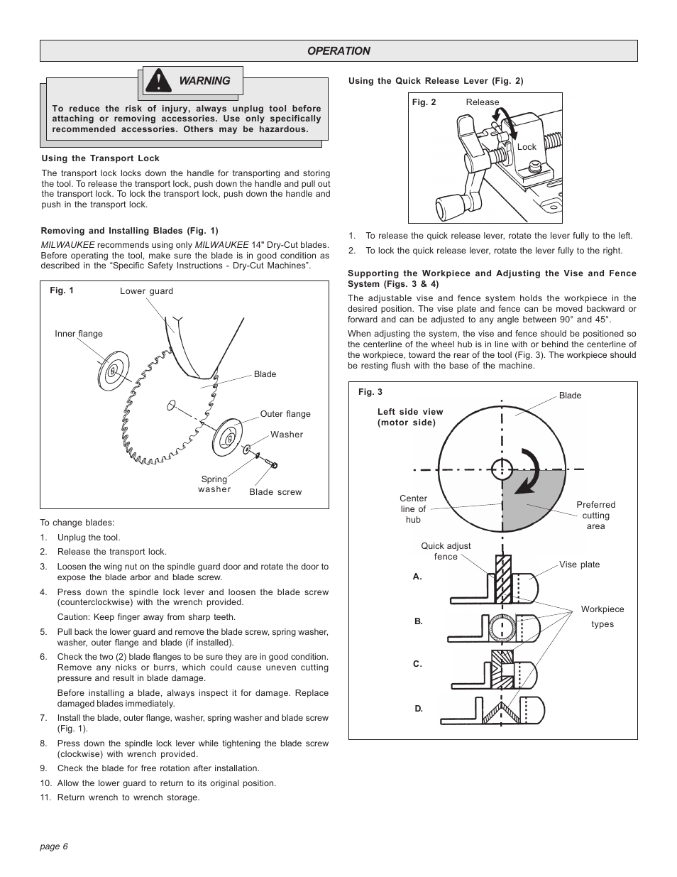 Milwaukee Tool 6190-20 User Manual | Page 6 / 24