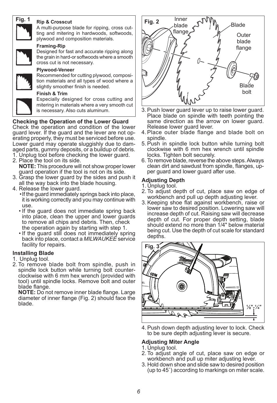 Milwaukee Tool 6470-21 User Manual | Page 6 / 36