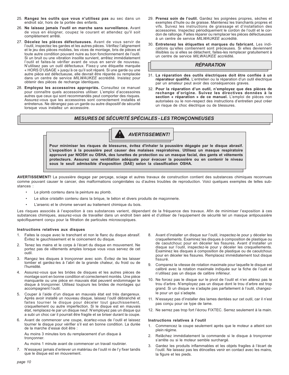 Milwaukee Tool 6180-20 V.2 User Manual | Page 10 / 24