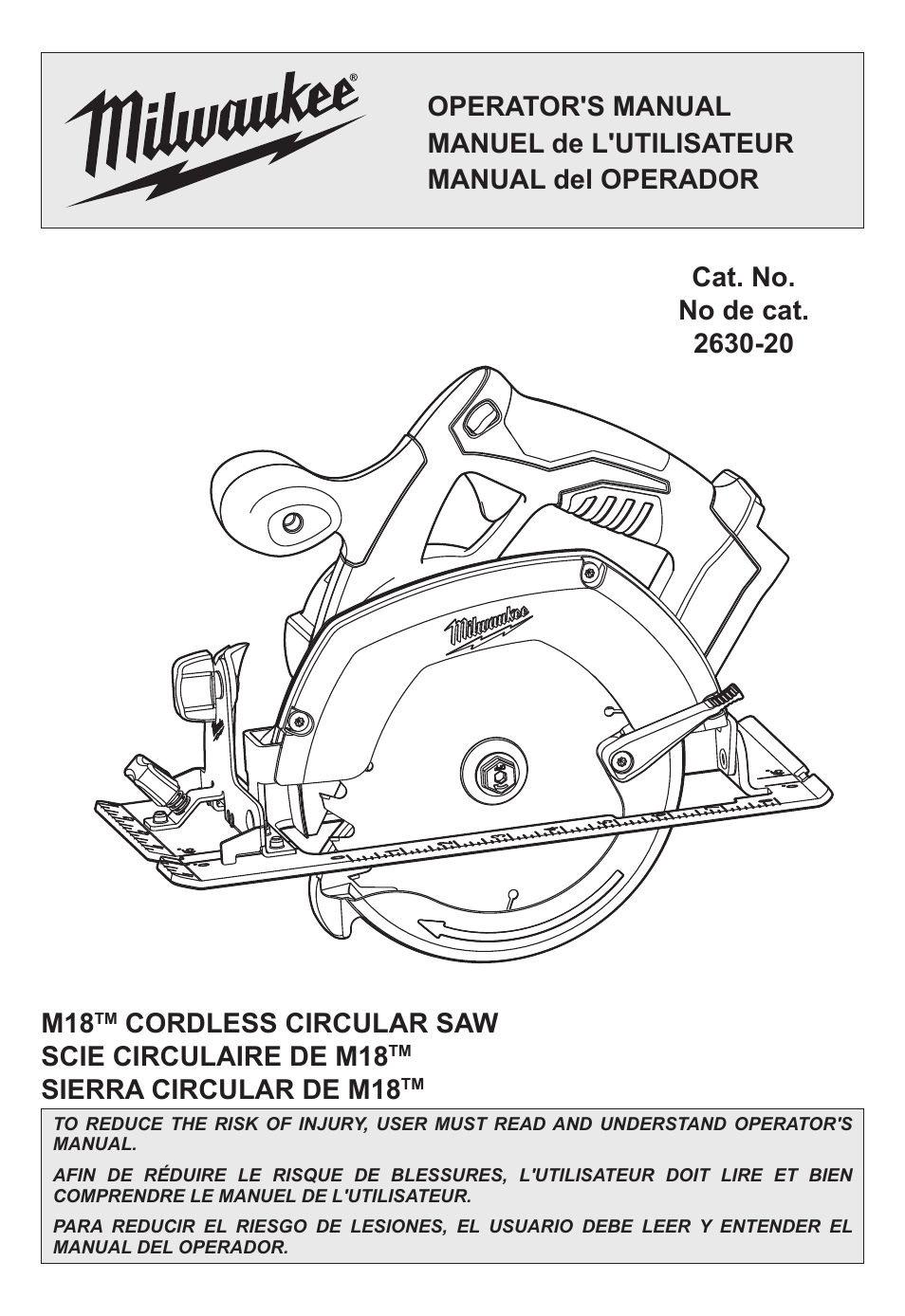 Milwaukee Tool 2630-20 User Manual | 32 pages