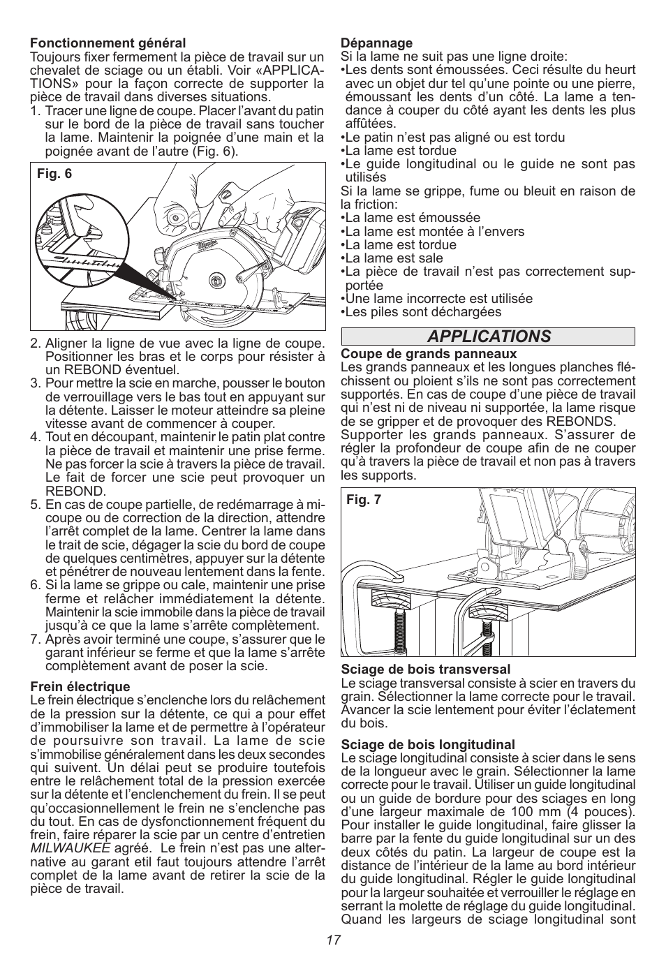 Applications | Milwaukee Tool 2630-20 User Manual | Page 17 / 32