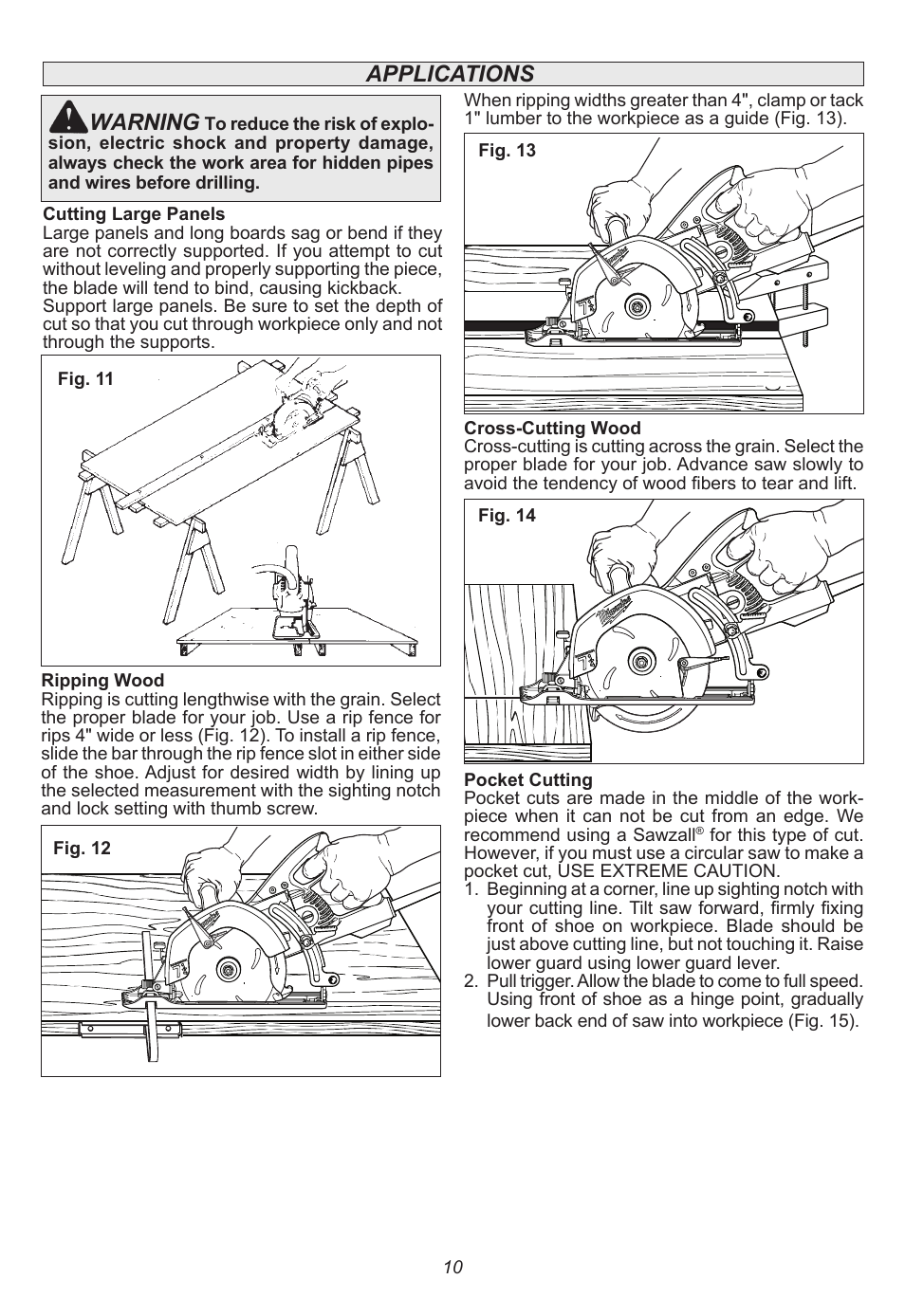 Applications warning | Milwaukee Tool 6577-20 User Manual | Page 10 / 40