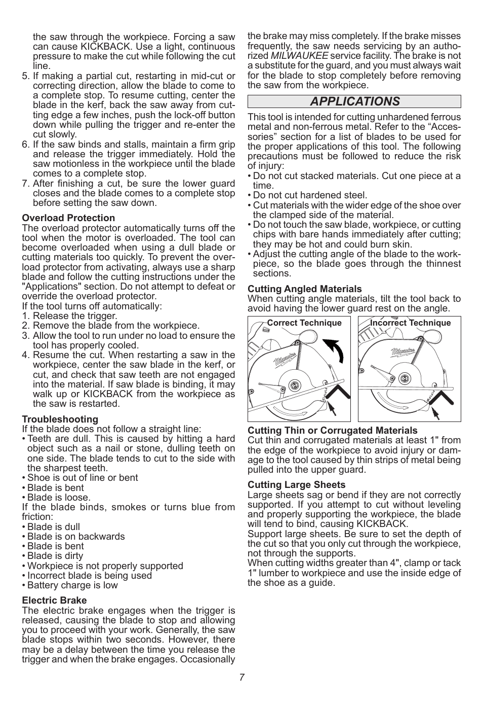 Applications | Milwaukee Tool 2682-20 User Manual | Page 7 / 28