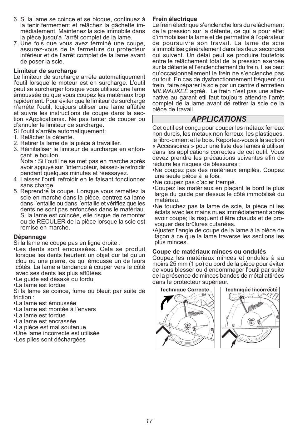 Applications | Milwaukee Tool 0740-20 User Manual | Page 17 / 32