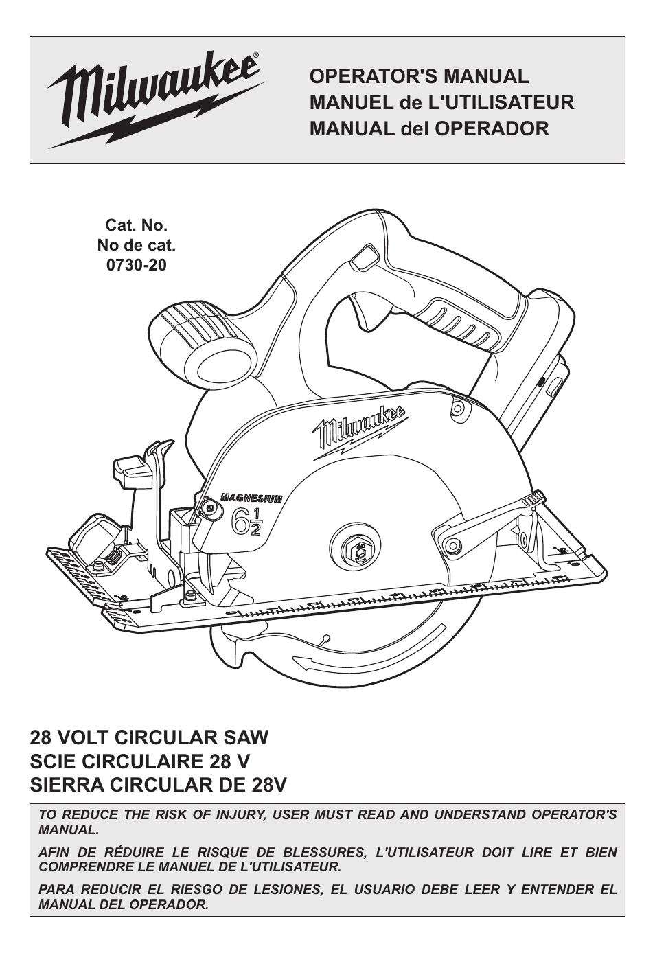 Milwaukee Tool 0730-20 User Manual | 32 pages