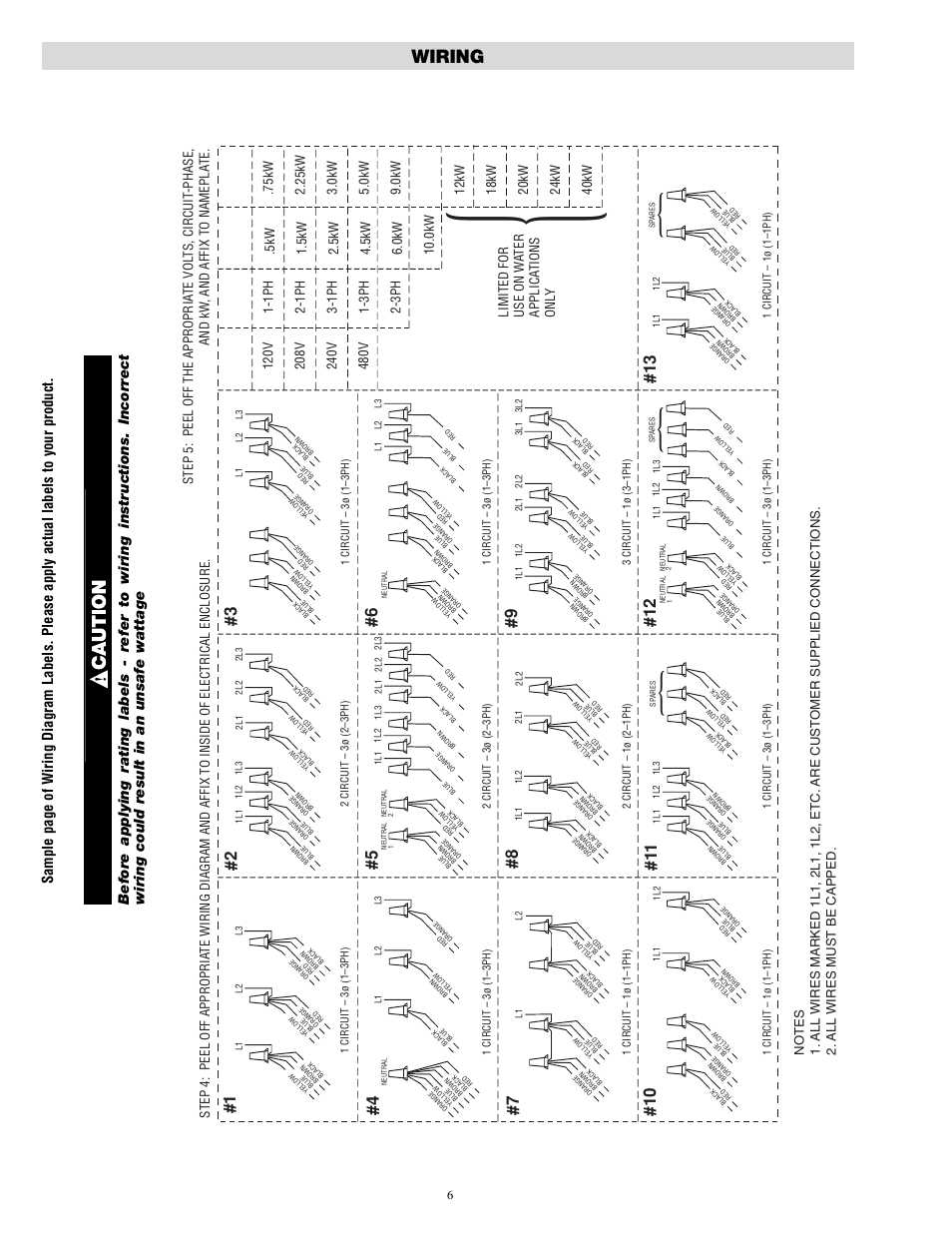 Wiring, Limited for use on w a ter applica tions onl y | Chromalox VERSATHERM PE414-3 User Manual | Page 6 / 8