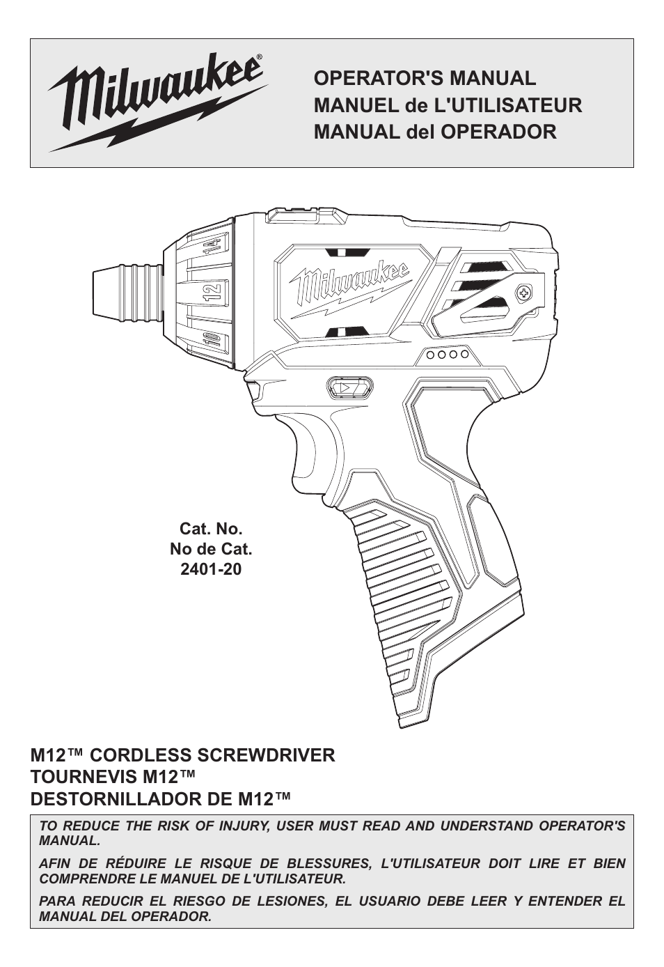 Milwaukee Tool 2401-22 User Manual | 20 pages