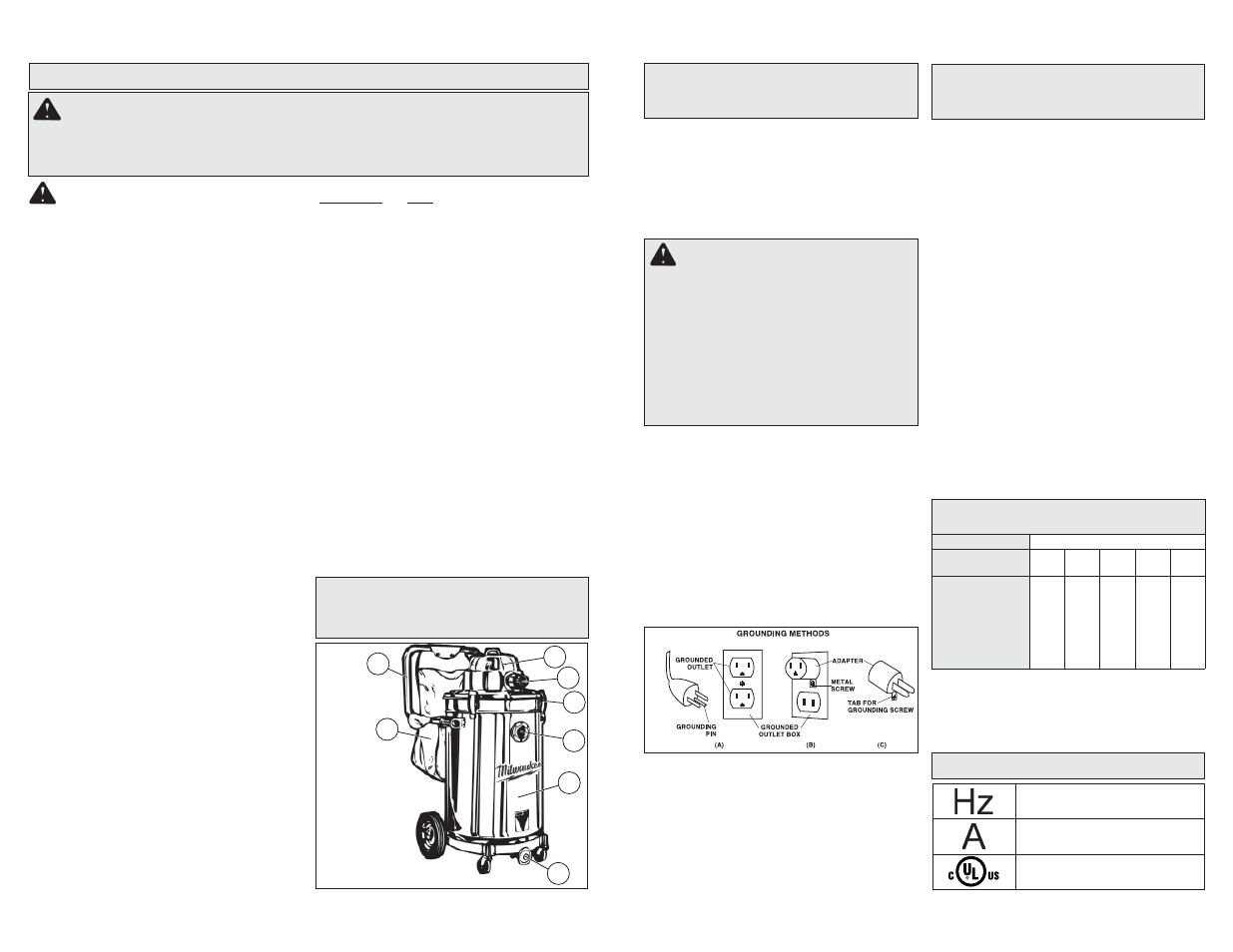 Warning, Important safety instructions warning, Extension cords functional description | Symbology | Milwaukee Tool 8925 User Manual | Page 2 / 11