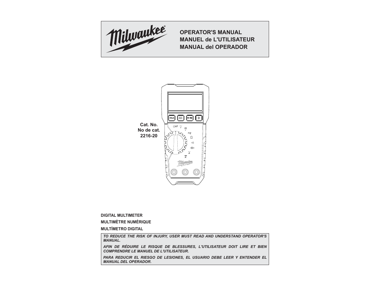 Milwaukee Tool 2216-20NST User Manual | 13 pages