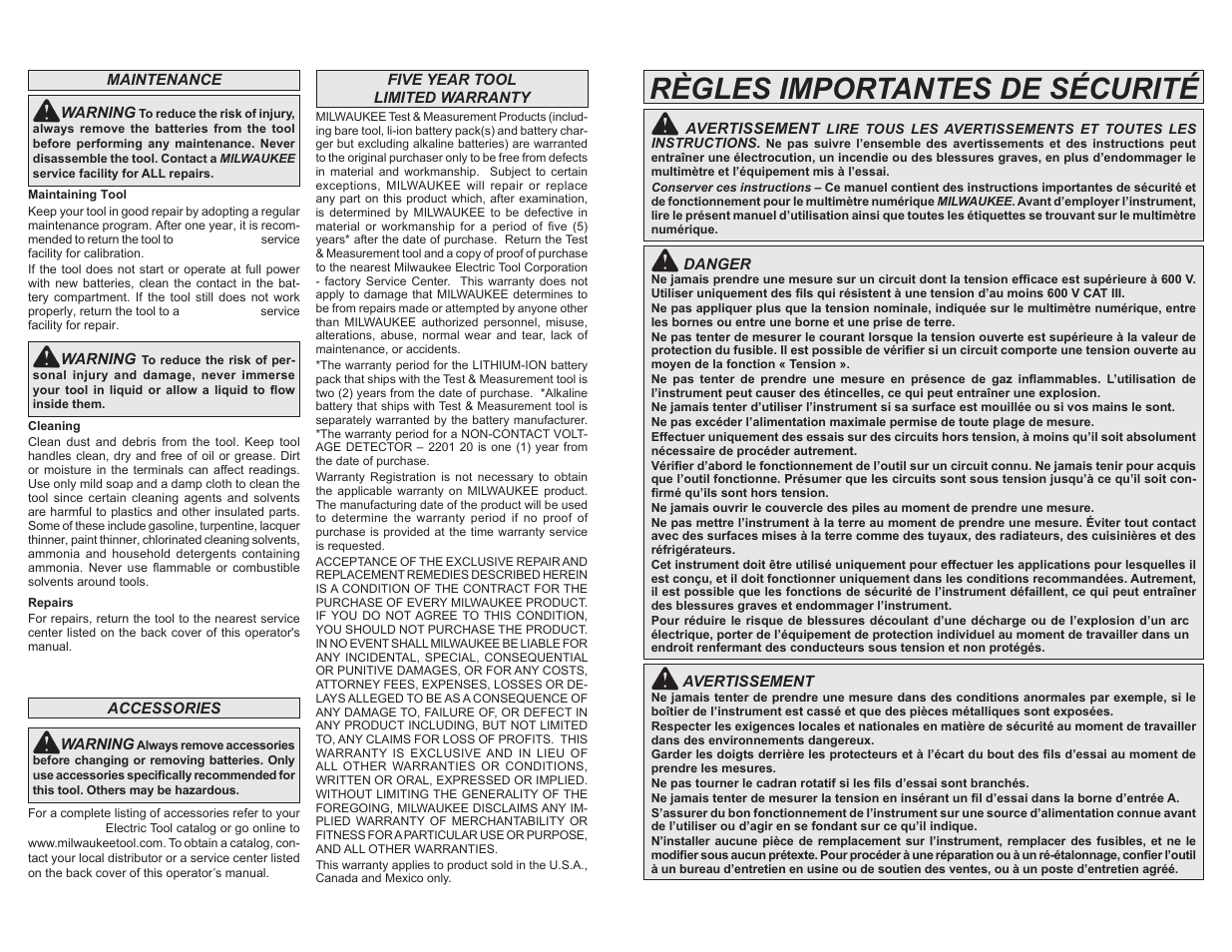 Règles importantes de sécurité | Milwaukee Tool 2216-20NST User Manual | Page 5 / 13