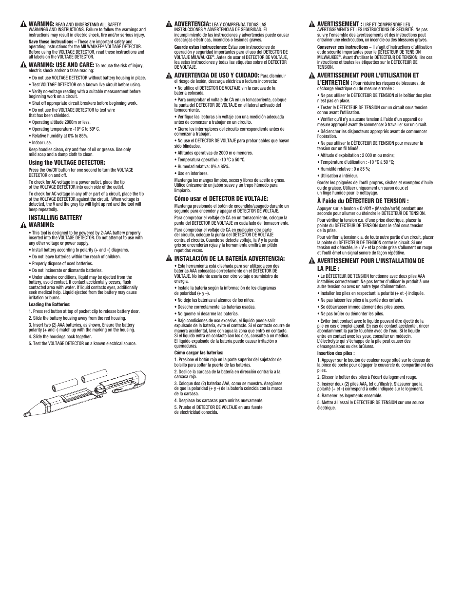 Milwaukee Tool 2202-20 V.2 User Manual | 1 page