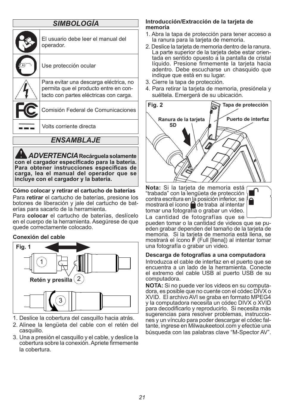 Simbología ensamblaje advertencia | Milwaukee Tool 2311-21 User Manual | Page 21 / 28