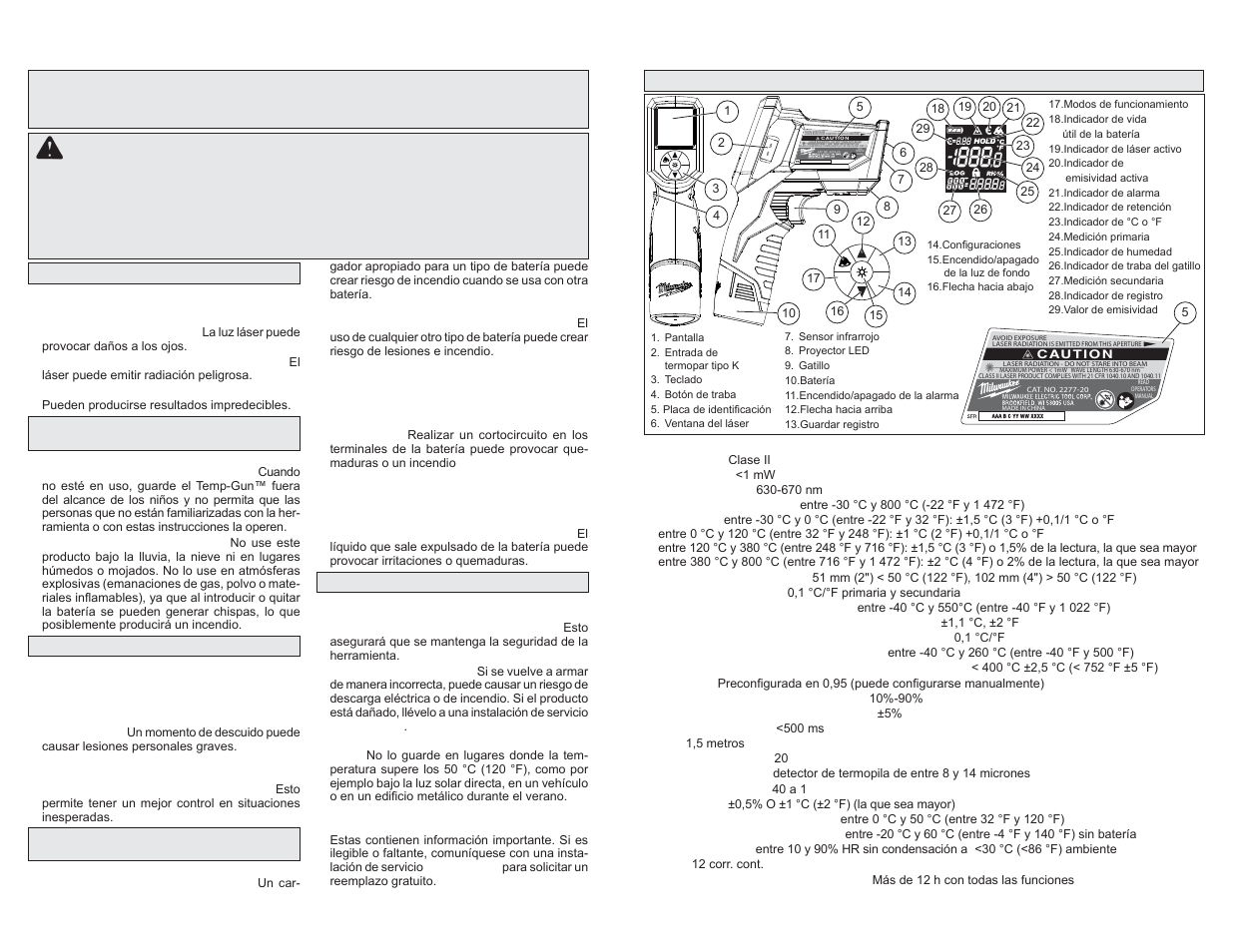 Instrucciones importantes de seguridad, Made in china, Especifi caciones | Descripción funcional | Milwaukee Tool 2276-21NST User Manual | Page 8 / 11