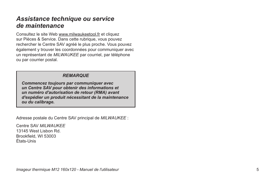 Assistance technique ou service de maintenance | Milwaukee Tool 2260-21NST User Manual | Page 43 / 108