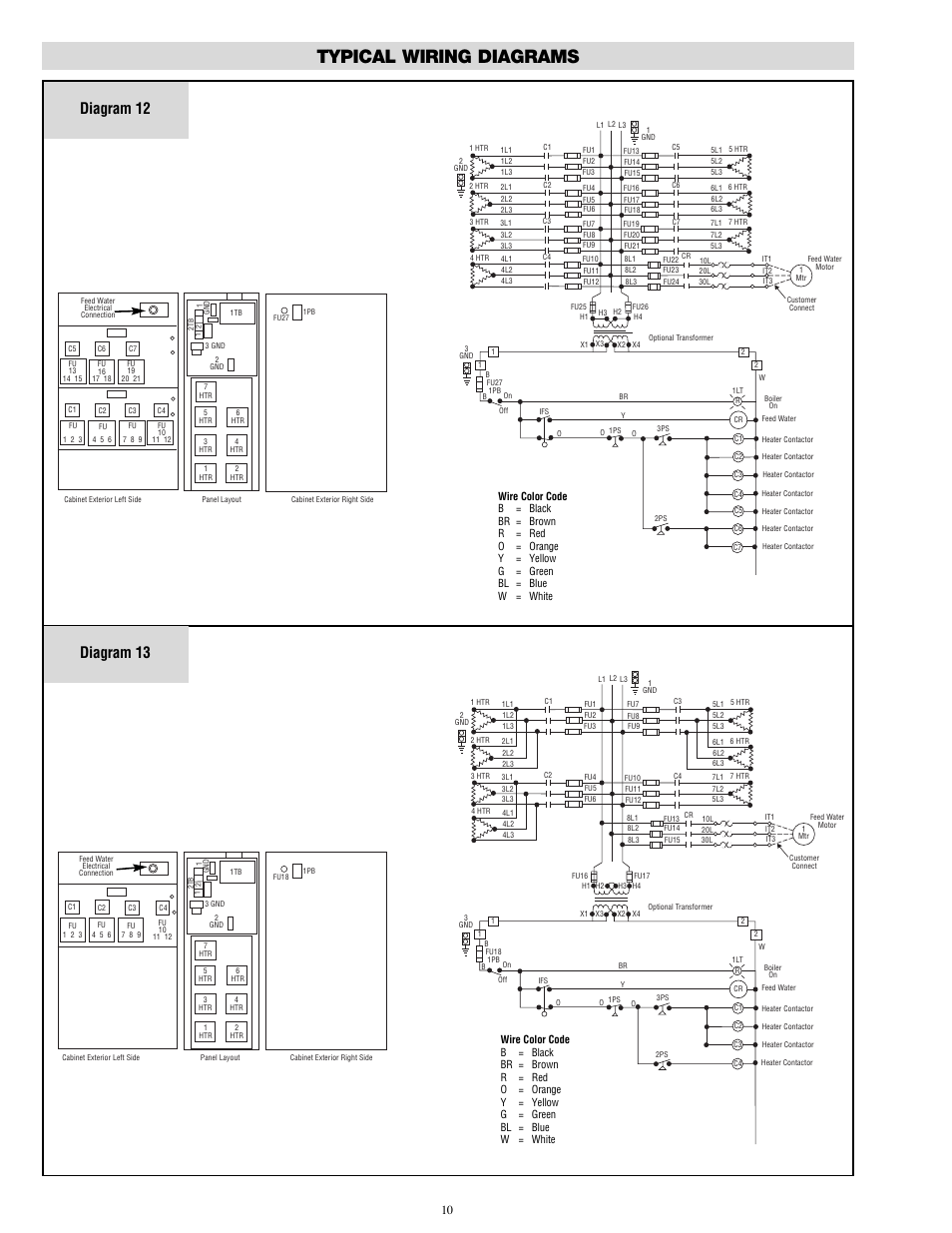 Typical wiring diagrams, Diagram 12, Diagram 13 | Chromalox CHPES-6A User Manual | Page 10 / 20