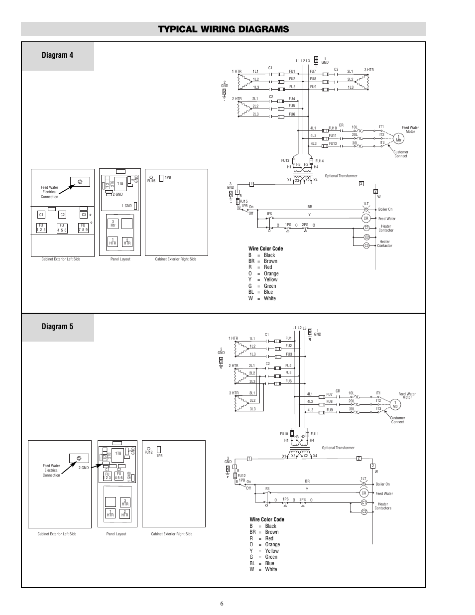 Typical wiring diagrams, Diagram 4, Diagram 5 | Chromalox CHPES-6A User Manual | Page 6 / 20