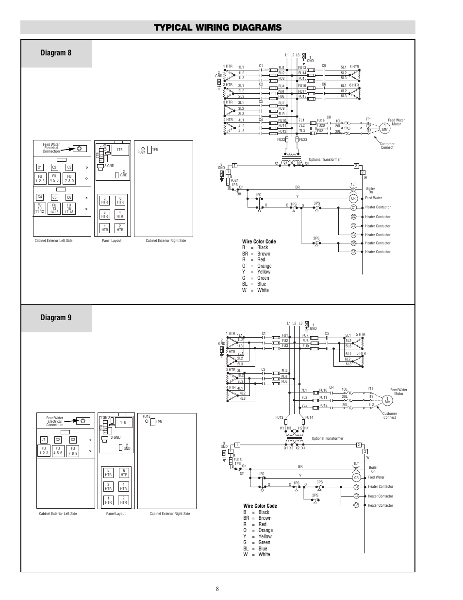 Typical wiring diagrams, Diagram 8, Diagram 9 | Chromalox CHPES-6A User Manual | Page 8 / 20