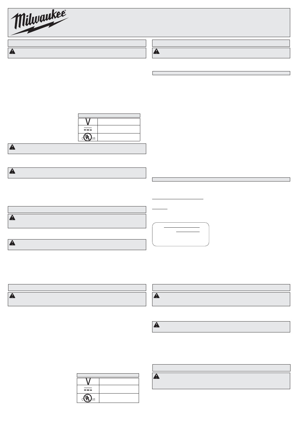 Milwaukee Tool 2352-20 Safety 1 User Manual | 2 pages