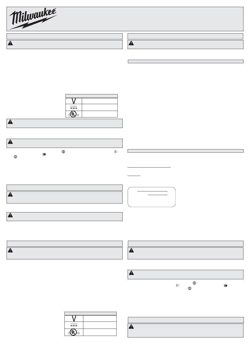 Milwaukee Tool 2352-20 Safety 2 User Manual | 2 pages