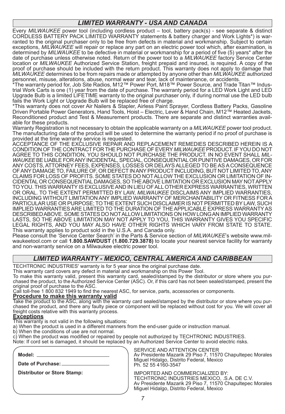 Milwaukee Tool 48-59-1806 User Manual | Page 7 / 20