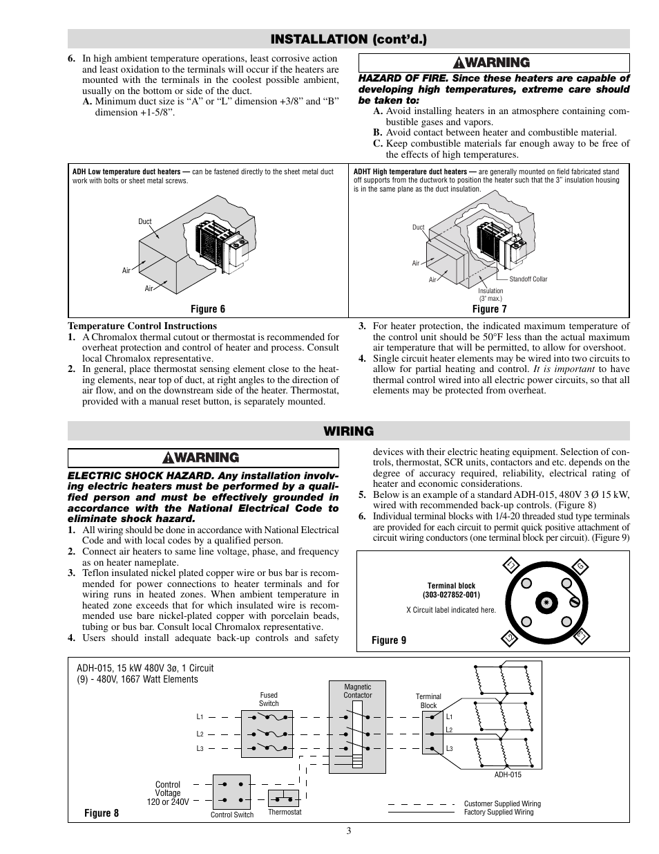 Installation (cont’d.), Wiring | Chromalox ADH-005 User Manual | Page 3 / 8