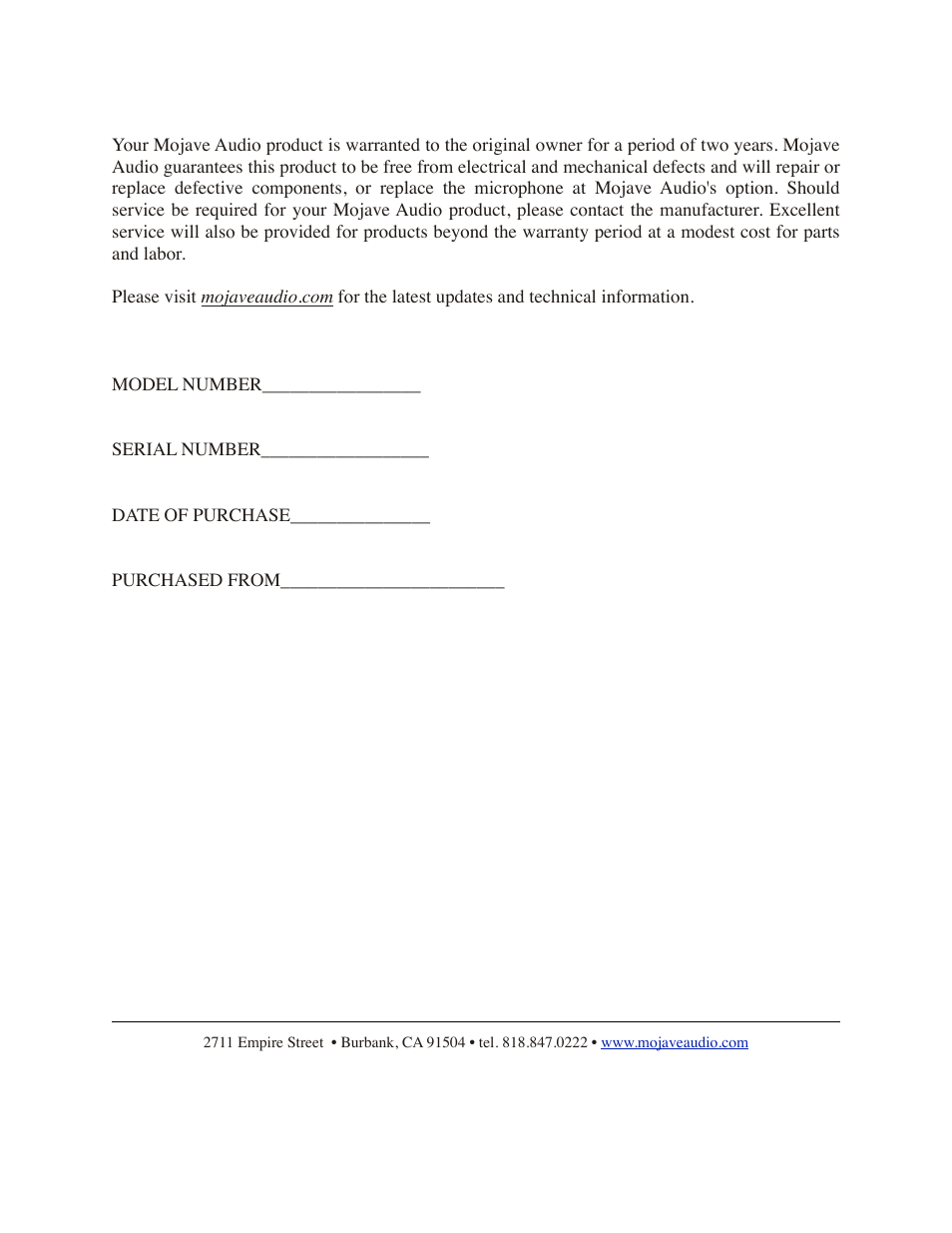 Mojave Audio MA-100SP User Manual | Page 8 / 8