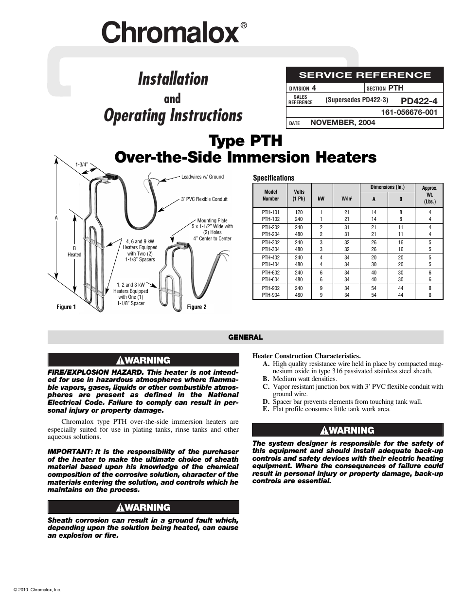 Chromalox PD422-4 User Manual | 4 pages