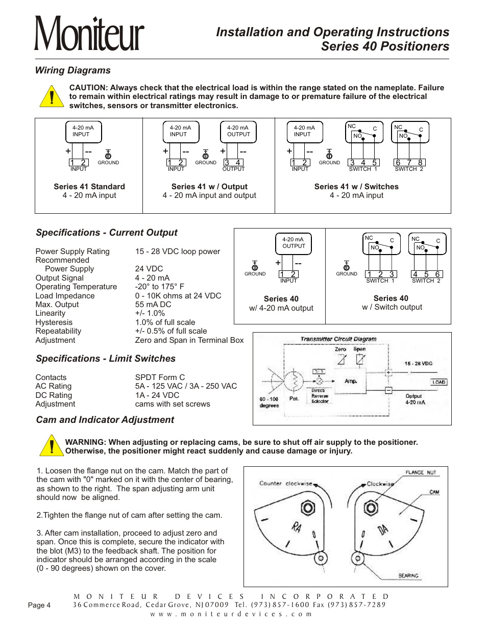 Moniteur | Moniteur 40 Series VALVE Positioners User Manual | Page 5 / 8