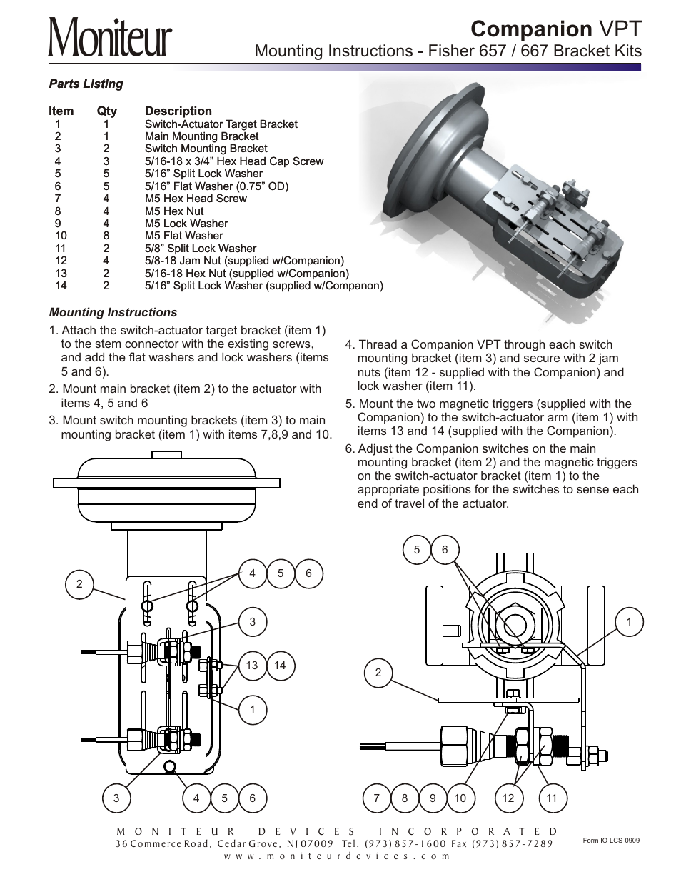 Moniteur 667 Bracket Kits User Manual | 2 pages