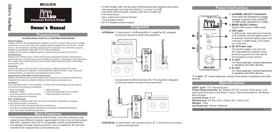 MOOER ABY MK2 User Manual | 1 page