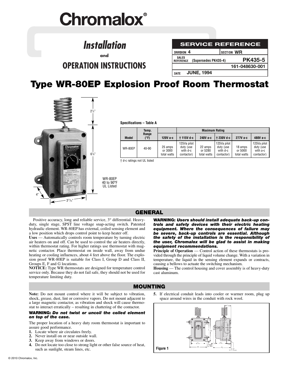 Chromalox WR-80EP User Manual | 2 pages