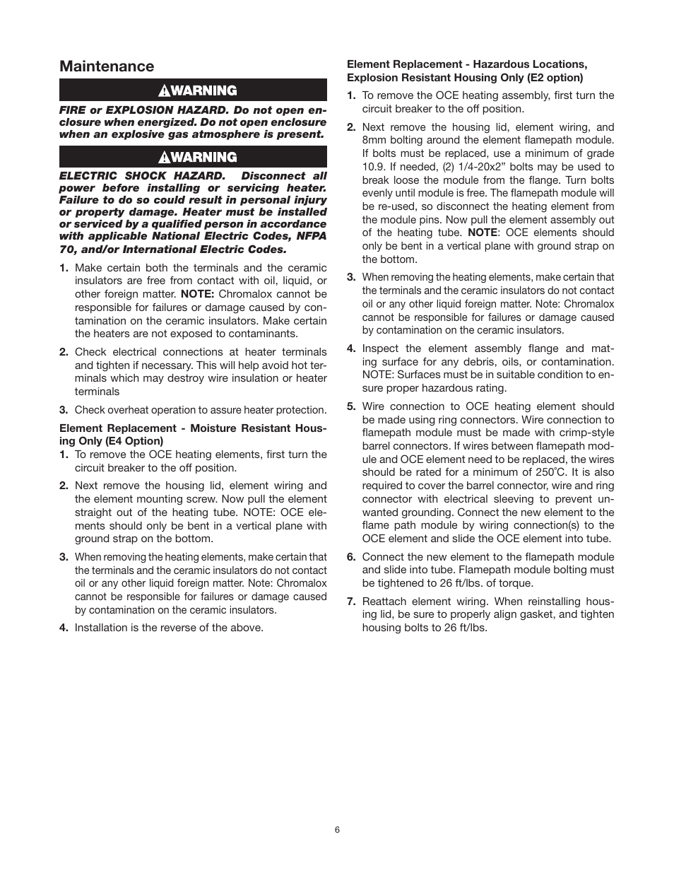 Maintenance | Chromalox PN403-1 User Manual | Page 6 / 8