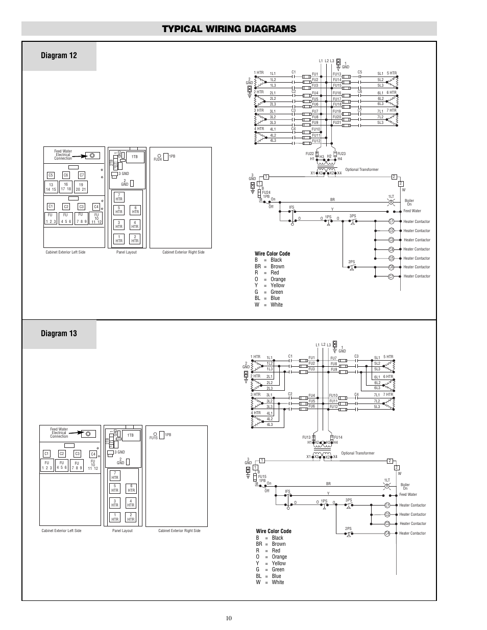 Typical wiring diagrams, Diagram 12, Diagram 13 | Chromalox CES-6 User Manual | Page 10 / 20