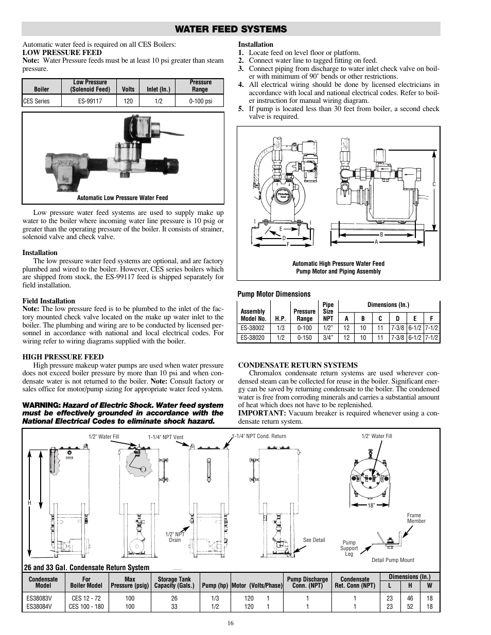 Water feed systems | Chromalox CES-6 User Manual | Page 16 / 20