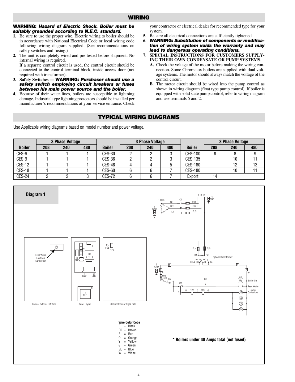 Wiring typical wiring diagrams, Diagram 1 | Chromalox CES-6 User Manual | Page 4 / 20