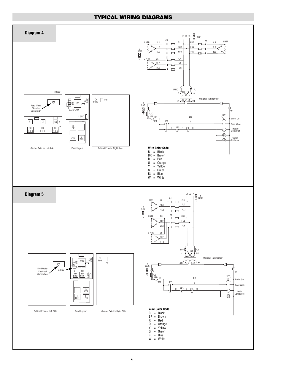 Typical wiring diagrams, Diagram 4, Diagram 5 | Chromalox CES-6 User Manual | Page 6 / 20