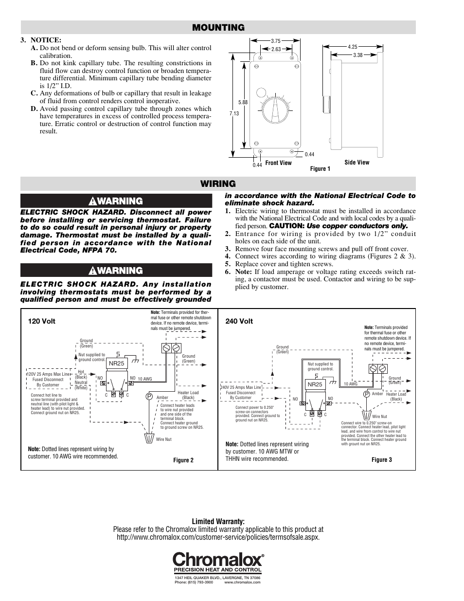 Wiring, Mounting | Chromalox GNIT-5 User Manual | Page 2 / 2