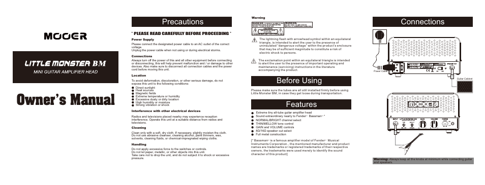 MOOER Little Monster BM User Manual | 2 pages