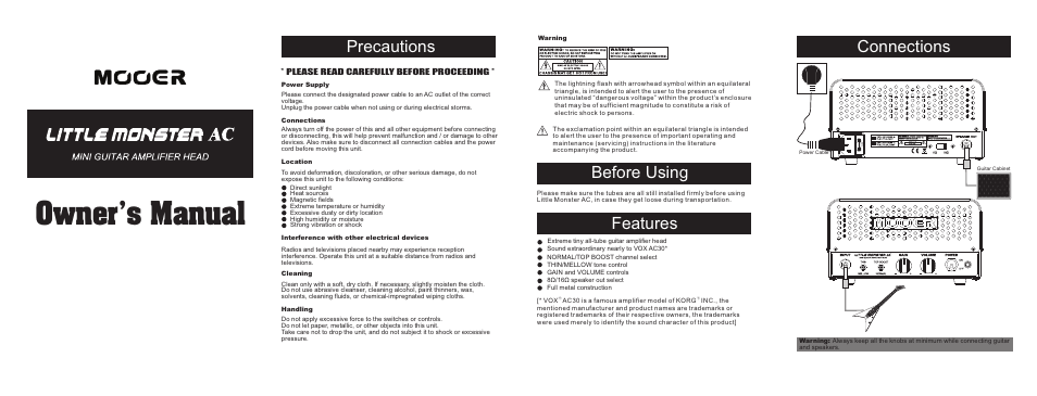 MOOER Little Monster AC User Manual | 2 pages