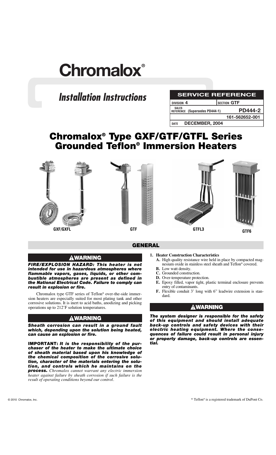 Chromalox PD444-2 User Manual | 4 pages