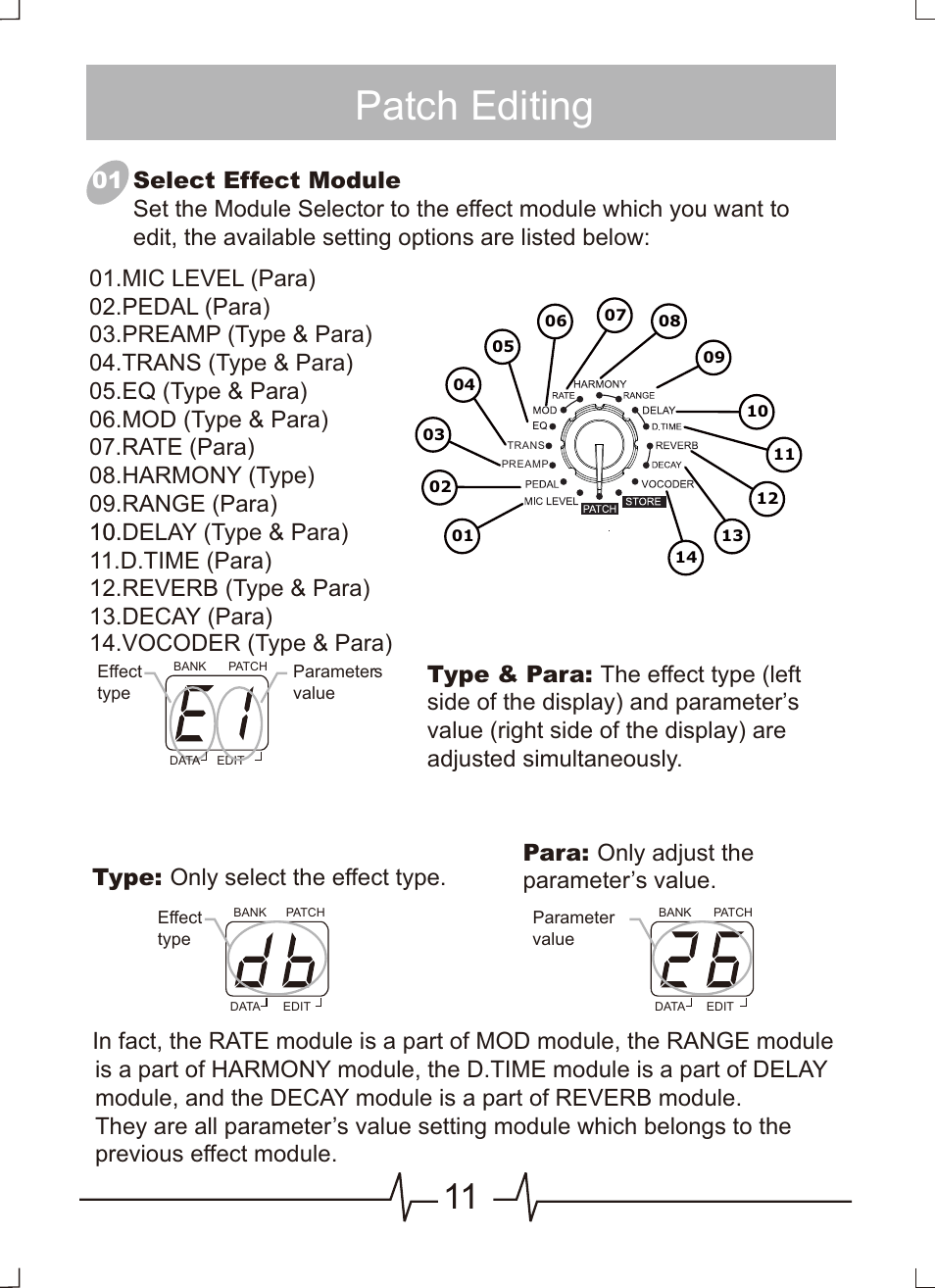页 12, Patch editing | MOOER VEM Box User Manual | Page 12 / 28